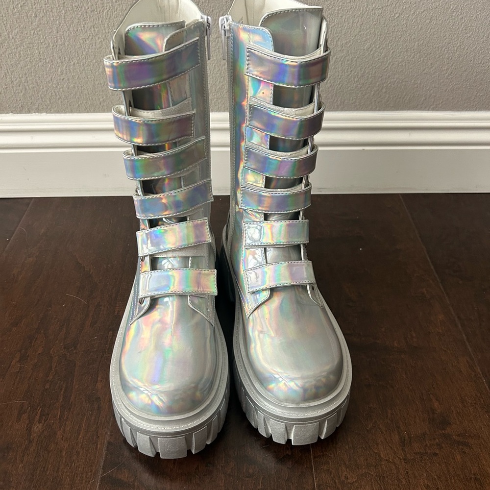 Holographic Dolls Kill Ice Breaker Combat boots